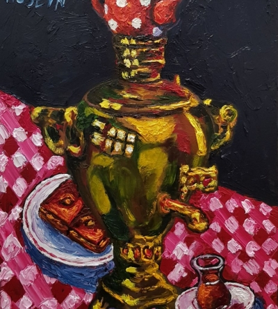 Paxlava ilə çay süfrəsi"
